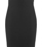 Luxurious pencil skirt in black synthetic fiber/rayon blend - classic slim pencil cut, high waist - pleasant mid-thigh length - figure flattering, you never wore a skirt which shapes such curves and has a slimming effect - works at the office with a blazer and blouse, in the evening wih a tunic and sandals