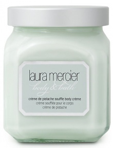 Laura Mercier Crème de Pistache Soufflé Body Crème is an ultra-whipped scented body crème that provides luxurious all-day moisture protection without being too heavy or greasy. Vitamins A, C and E are powerful antioxidants that smooth and protect the skin, while Pistachio Butter moisturizes the skin. Crème de Pistache is a decadent blend of gourmande ingredients inspired by the nutty aromas of pistachio desserts.