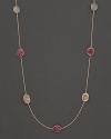 A lovel necklace with an earthy appeal. Rich African sapphire stations on a 14 Kt. yellow gold chain.