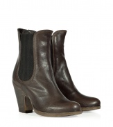 With a modernized take on the classic Victorian ankle boot, this stylishly distressed leather version from Fiorentini & Baker is a new-season must-have - Round toe, elasticized side panels, chunky stacked heel, ankle length - Wear with skinny jeans, a mini-dress, or cropped trousers