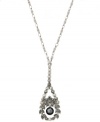 Graceful and glimmering. A pretty pear-shaped pendant sets apart this distinctive Y necklace from 2028. Set in silver tone mixed metal, it's embellished with sparkling Czech glass accents. Approximate length: 16 inches + 3-inch extender. Approximate drop: 1-3/4 inches.