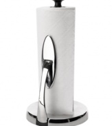 A sink-side necessity, this sleek paper towel holder from OXO is ingeniously designed to let you tear off a single piece without unraveling more than you need. The secret is in the spring-activated arm that holds the roll securely, ensuring simple, one-handed tearing. Limited lifetime warranty.