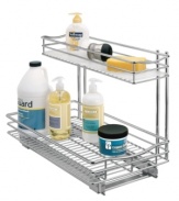 An organized under-sink oasis for your kitchen and cleaning supplies, this sleek rig turns any ordinary cabinet into a two-level pullout cupboard. Never again will you strain to reach what you need – the smooth gliding design brings the supplies to you.