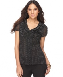 What's prettier than a polka dot blouse? NY Collection's version, which features ruffles and a chic, tailored silhouette!