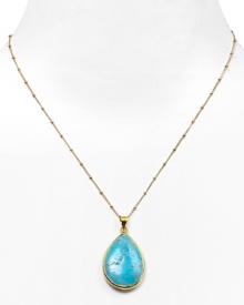 An elegant smooth turquoise teardrop-shaped pendant necklace from Coralia Leets.