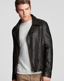 Express yourself with this edgy leather jacket from Theory, classic and modern at the same time. Exceptional lambskin makes a material difference.