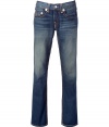 Stylish blue washed Bobby super T straight leg jeans - Perfect for taller men, this jean has a flattering long cut - Long and lean silhouette and decorative back pockets - Pair with a button down and a blazer for everyday cool - Style with a cashmere pullover and trainers