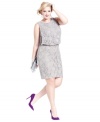 Make a soiree-worthy statement in this plus size blouson dress from Onyx. The luxe sequined lace detail makes it shine!