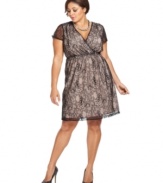 Amp up your allure with Spense's short sleeve plus size dress, fashioned from trend-right lace.