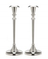 Cast your home in a more beautiful light with Godinger candlesticks. A classic tulip shape defines a polished aluminum pair to accentuate any setting.