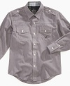 Charge into fall with this military-style shirt from Nautica, with shoulder epaulets and double-chest pockets on front.