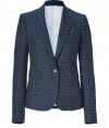 With its cute white dots and sleek tailored cut, Josephs jacquard blazer is a sweet choice for dressing up workweek looks - Notched lapel, long sleeves, buttoned cuffs, buttoned front, flap pockets - Tailored fit - Wear with the matching skirt and flats