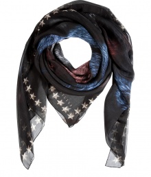 Work a cunning edge into your Downtown looks with London It-label Vassilisas fox print silk scarf - Super soft pure silk, large square shape - Wear bandana style and pair with everything from jeans and leather jackets to fitted sheaths and blazers