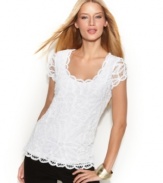 Lovely lace updates a classic tee shirt silhouette, from INC.