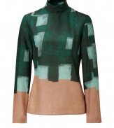 With its painterly patterning and chic autumnal shades, Akris cool silk-wool blouse is the epitome of modern sophistication - Mock collar with hidden back zip, long sleeves, buttoned cuffs - Slightly boxy, straight fit - Wear with tailored trousers and flats, or with high-waisted pencil skirts and heels