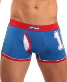 Add some sporty style to your underwear collection with this Brazilian trunk by Papi Underwear.