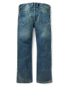 Distressed denim by Diesel is a stylish go-to for your little guy.