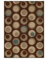 Design shouldn't be uptight--lighten up with the playful graphic feel of the Monterey rug. Mod moon shapes seem to float in space across the chocolate field, tailored to give your home a pleasing contemporary punch.