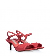 With flirty ruffled trim and hot coral coloring, LAutre Choses leather sandals lend a fun, romantic finish to every outfit - Open toe, ankle strap with buckle closure - Low heel - Wear with everything from jeans and blazers to printed sundresses