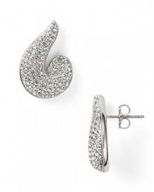 Curvy and crystal-encrusted, Lora Paolo's pavé earrings boast glamorous appeal. Team the baubles with a bright frock and towering booties to master forward fête charm.