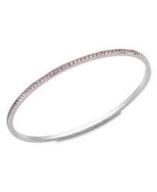 Say it from the heart. Swarovski's Heart Truth 2012 bangle is crafted from stainless steel and catches the light with light rose-colored Swarovski crystals. Bracelet slips easily over the wrist. Approximate diameter: 2-1/2 inches.