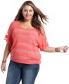 Salute one of the season's must-have trends with Soprano's striped plus size sweater-- it's über-cute!