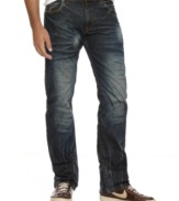 These Rocawear jeans have a cool wrinkled style for that worn-in look.