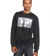 Bring back boombox memories with this funky Rocawear graphic sweatshirt.