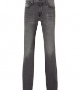 Classic slim medium grey straight leg jeans - These stylish five-pocket jeans have a modern slim cut - Cool faded grey color perfect for everyday wear  - Style with a plaid button down and boots - Pair with a cashmere pullover and a leather jacket