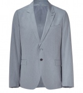 Elegant suit jacket made ​.​.of fine, light gray cotton - Comfortable, easy fit with flattering, classic shape - Deep, narrow-cut lapel - Single breasted with two buttons, flap pockets and chest pocket - Perfect jacket for the office with crisp shirt and matching suit pants