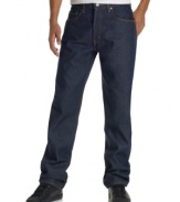 Complement your casual wardrobe with this tough and rugged straight leg jean from Levi's.