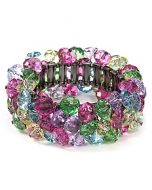 When the occasion calls for baubles, RJ Graziano's crystal cluster bracelet in pretty pastel hues feels fabulously festive.