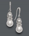 Freshen up your look in frosty white. Charter Club earrings feature white simulated pearls and plastic beads. Setting and bead details crafted in silver tone mixed metal. Approximate drop: 1-1/2 inches.