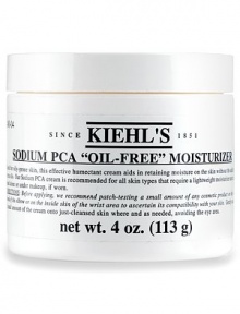 Sodium PCA Oil-Free Moisturizer, a light, yet effective facial gel cream moisturizer for normal-to-oily, oily and very oily skin types. Aids in retaining moisture on the skin without the addition of extra oils. Suitable for blemish-prone skin. 