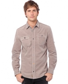 Update your style with Buffalo David Bitton long sleeve cord shirt.