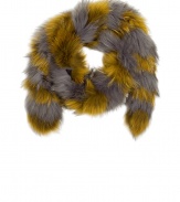 Opulent accessories are de rigueur this season, and Steffen Schrauts silver raccoon scarf adds a lusciously luxe touch to any ensemble - Elegant and on trend in a silver and mustard stripe - Shorter stole cut drapes around the neck - The ideal addition to streamlined fall looks - Pair with everything from business suit and sheath dresses to cashmere pullovers and leather jackets