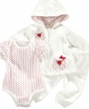 She'll look bow-utiful in this sweet terry hoodie, bodysuit and pants by First Impressions.