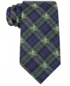 'Tis the season for mixing business and fun-get into the spirit with this plaid and skier-print silk tie from Tommy Hilfiger.