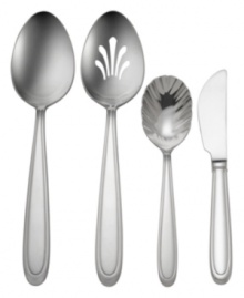 Like the soft toe of a dancer's slipper, Ballet Icing flatware ends in a round, elegant tip. A classic shape coupled with the lasting luster of 18/10 stainless steel makes this 4-piece hostess set a crowd favorite for formal and everyday dining.