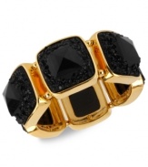 Kenneth Cole New York pushes black to the forefront in this stretch bracelet. Crafted from gold-tone mixed metal, the accents enhance the style output.