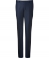 Exquisitely tailored with a flawless slim fit, Jil Sanders blue wool trousers are a wardrobe staple guaranteed to give your look a seamlessly sophisticated edge - Side and buttoned back slit pockets, hidden hook closure, belt loops, flat front -  Contemporary slim fit - Wear with an immaculately cut shirt and matching slim fit blazer