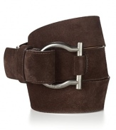 Keep your pants on, chicly, with this lush suede Salvatore Ferragamo belt.