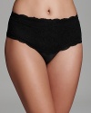 A high waist thong with pretty floral lace overlay and a control top for a sleek silhouette.