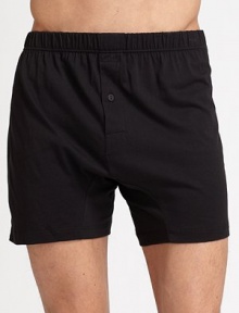 Superior softness and support defines this cotton jersey boxer short, finished in a more relaxed, classic fit for added comfort.Elastic waistbandButton-flyCottonMachine washImported