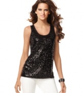 INC's sequined tank top turns any outfit into a party! Pair it with everything from your most casual jeans to your dressiest skirts for instant glamour.