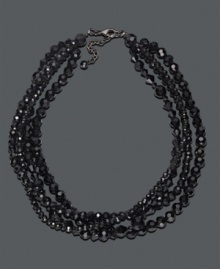 Bold style and sophisticated sparkle. This Charter Club necklace features five stylish rows of faceted jet beads set in a hematite tone mixed metal setting. Approximate length: 15 inches + 3-inch extender.