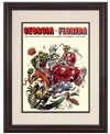 The Bulldogs were no match for the Gators in 1985, but with claws out, fangs flying, the rough-and-tumble program cover makes a great tribute to both football teams. With a cherry-finished frame, it's ready to display beside the big screen or home bar.