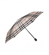 Perfect for tucking away into your handbag, Burberry Londons folding umbrella is fun way to carry the brands iconic check - Allover check, wraparound strap with snap - The perfect finish to sleek trench coats and rubber rain boots