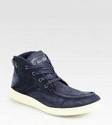 A remarkably cool lace-up with urban appeal designed in slightly-distressed canvas and suede.Canvas/suede upperPadded insoleRubber soleImported