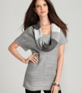 Style&co.'s spacedyed tunic comes with an attached colorblocked scarf for a perfectly-accessorized look! (Clearance)